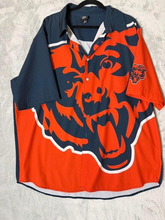 Nfl Apparel Other - NFL CHICAGO BEARS Button Up Shirt Mens‎ 2XL Navy Orange Graphic Fan Gear